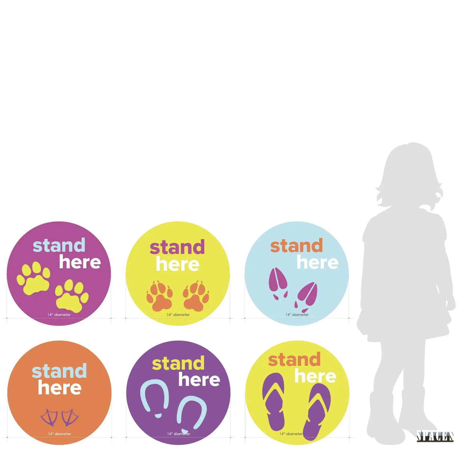 Silhouette of child next to footprint markers