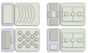 Abstract geometric patterns in four sections