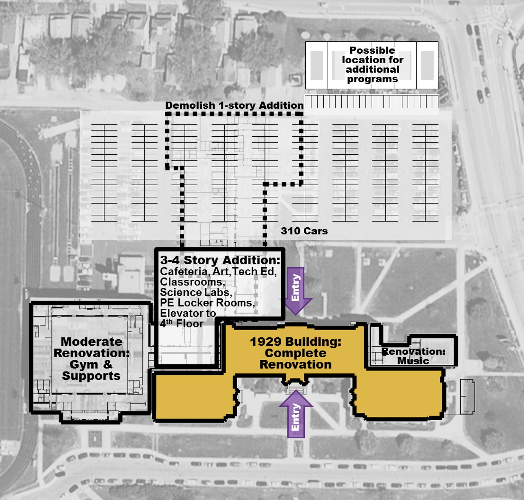 Building layout with renovation details