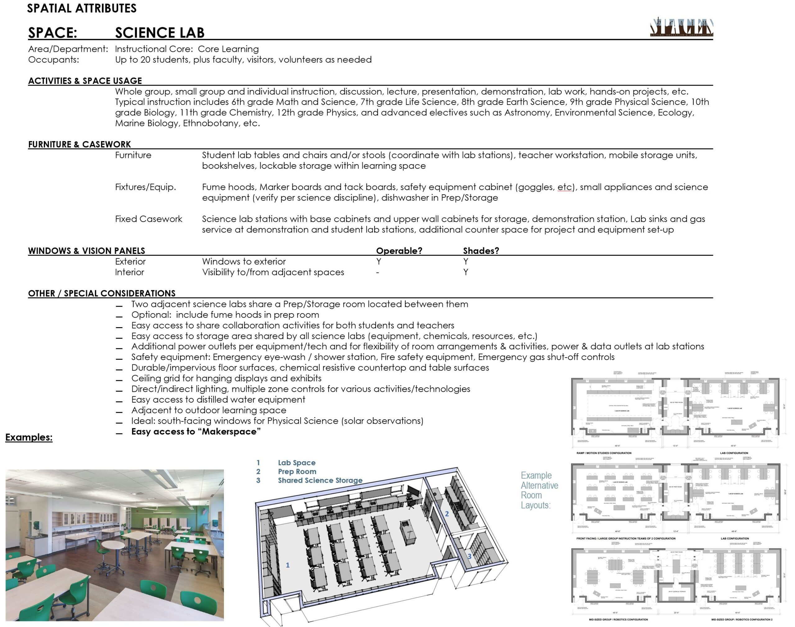 Educational science lab room setup