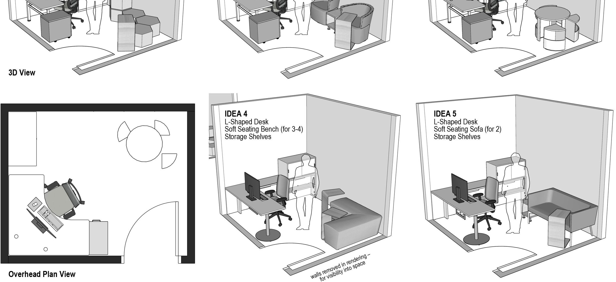 Workspace setup ideas with seating options