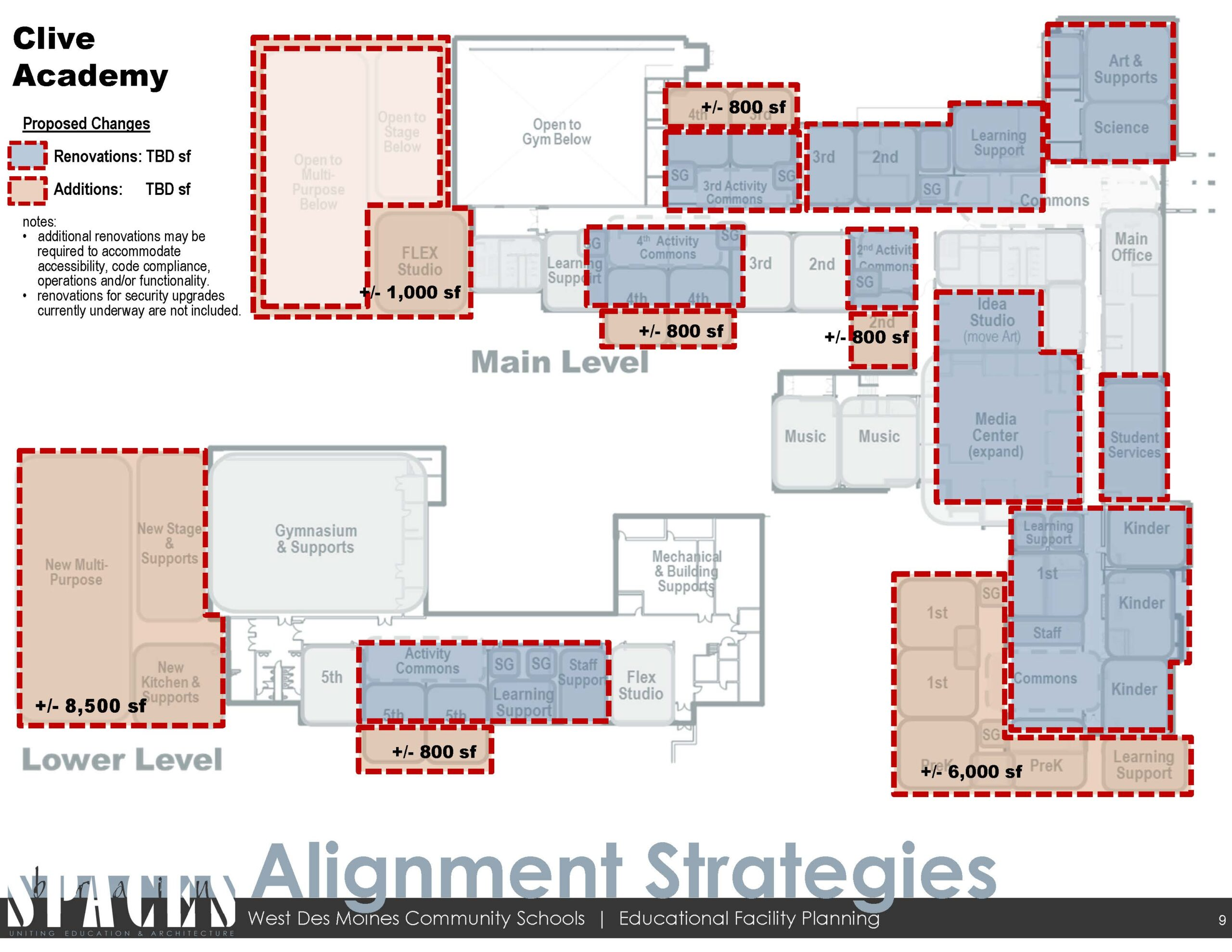 School floor plan with proposed changes